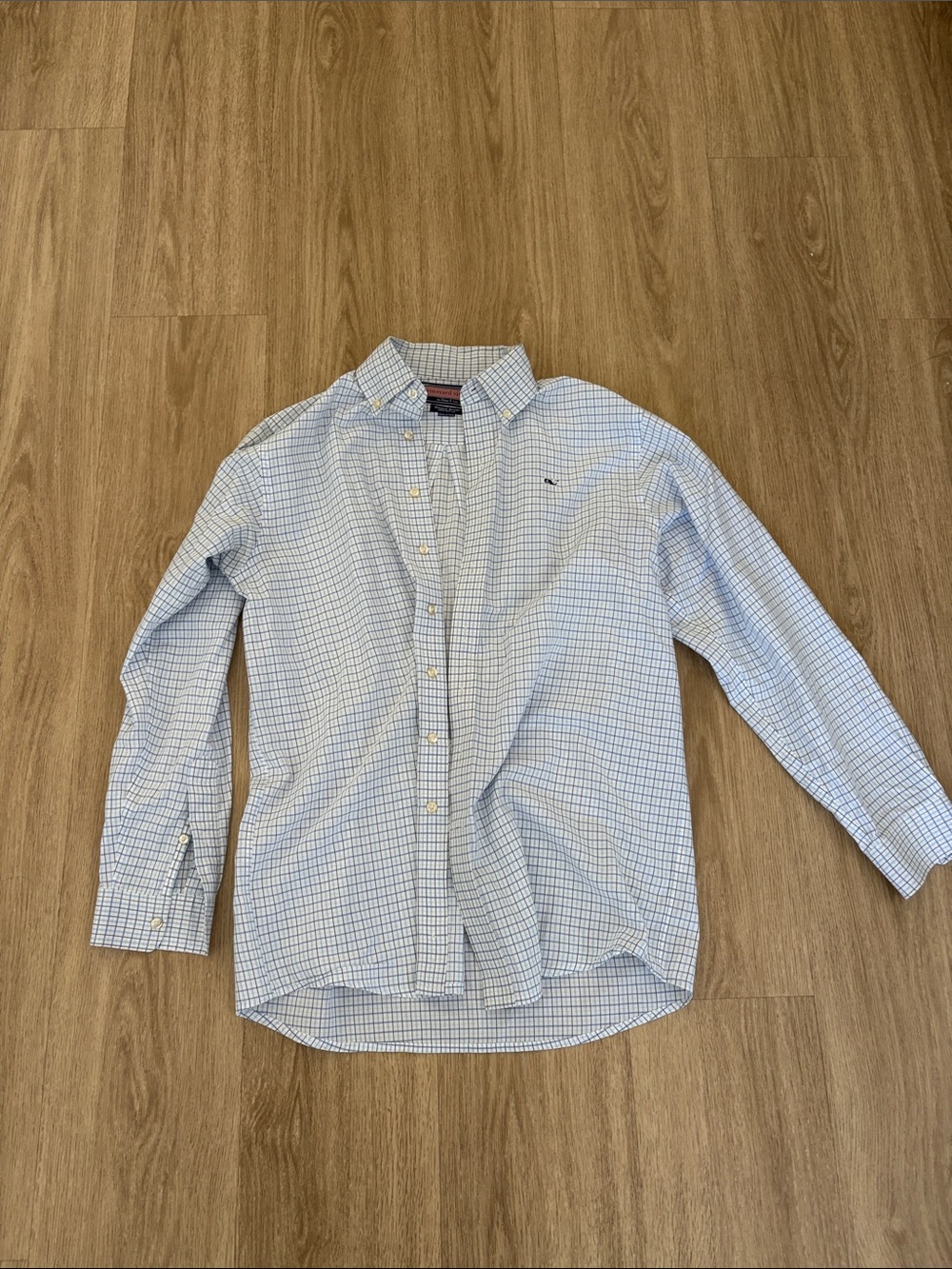 Vineyard Vines Whale Shirt Check Button-Down Boys's Blue & White Shirt L